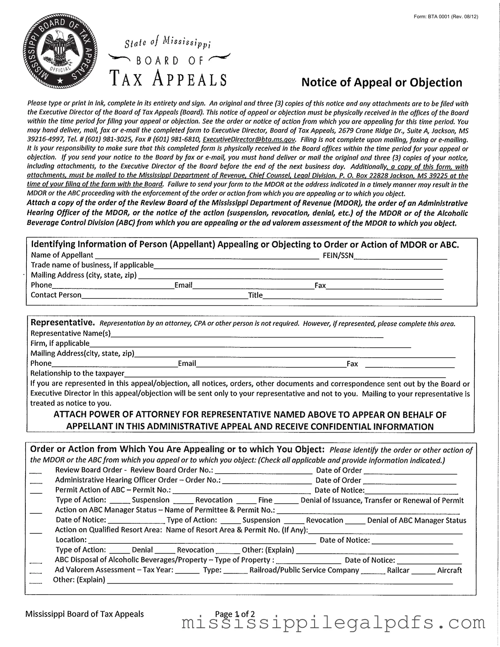 Blank Bta 0001 Form