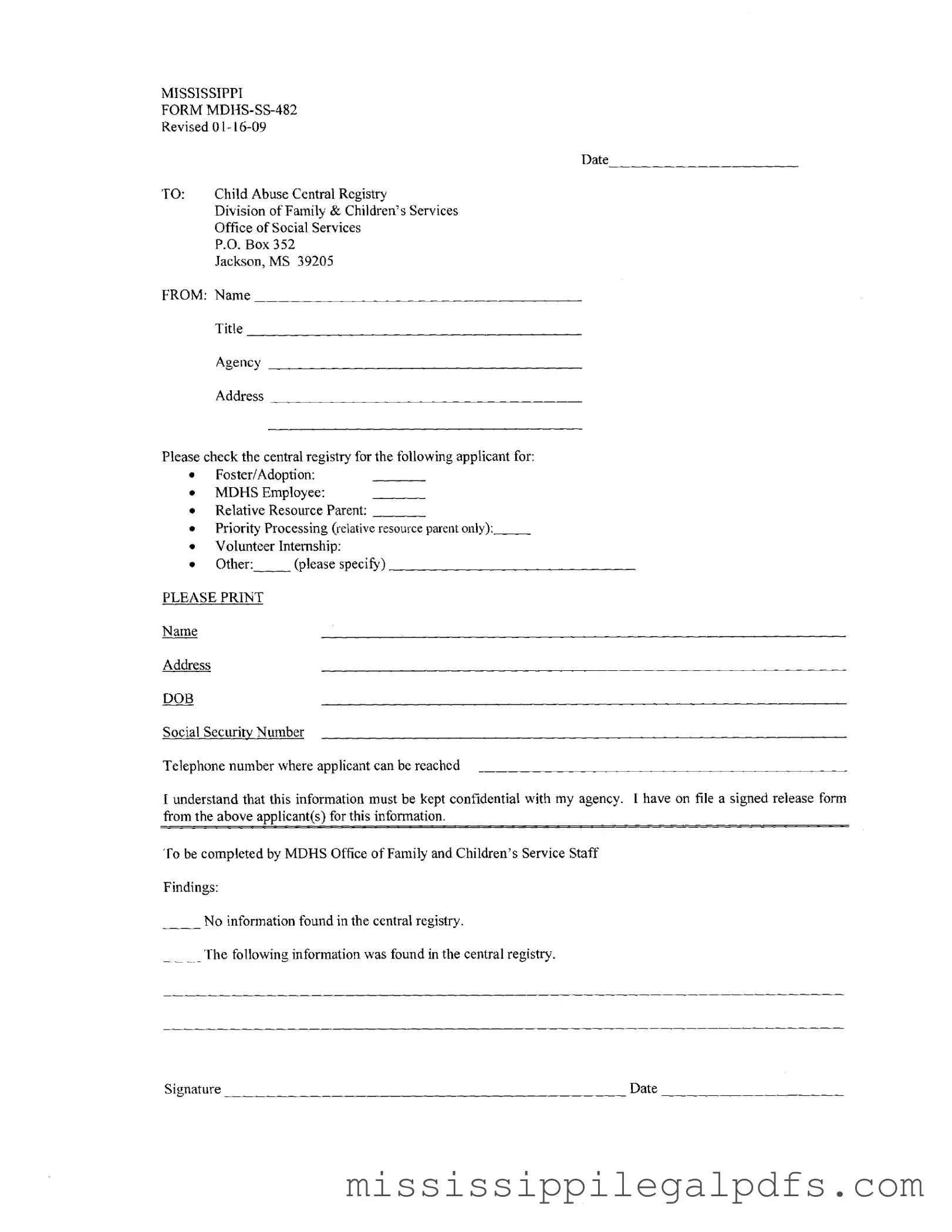 Blank Mdhs Ss 482 Form