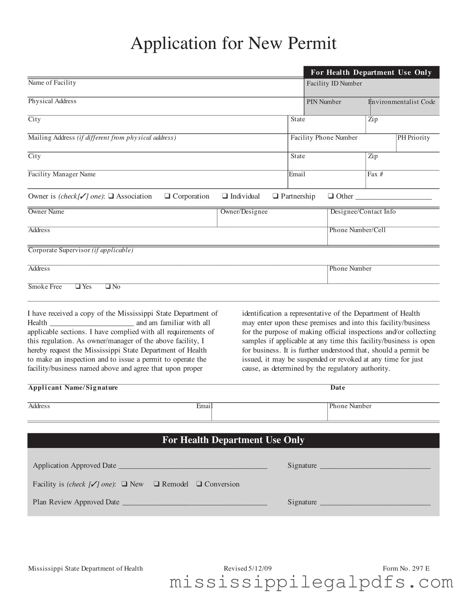 Blank Mississippi 297 E Form