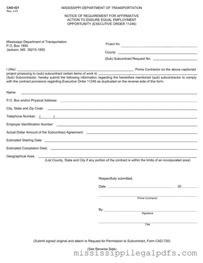 Blank Cad 521 Form
