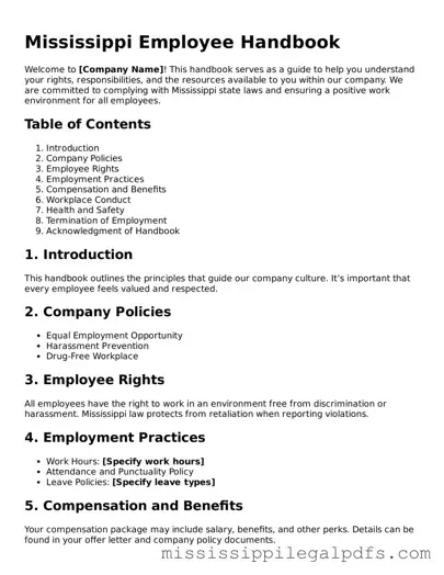 Official Employee Handbook Template for Mississippi State