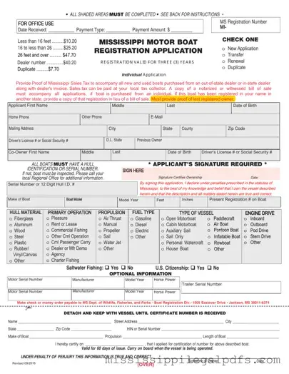 Blank Mississippi Motor Boat Form