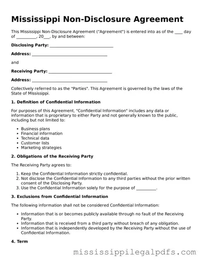 Official Non-disclosure Agreement Template for Mississippi State