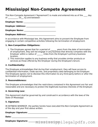 Official Non-compete Agreement Template for Mississippi State