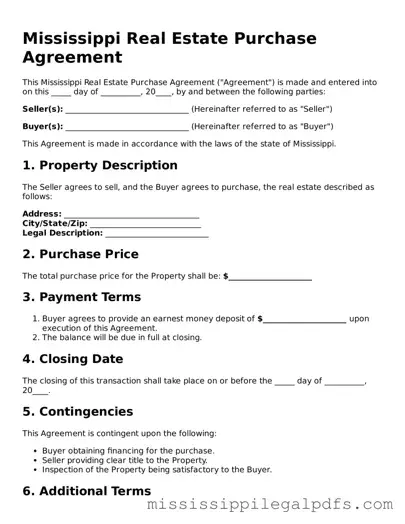 Official Real Estate Purchase Agreement Template for Mississippi State