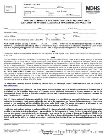 Blank Mississippi Snap Application Form